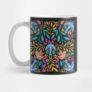 Maximalist folk birds floral pattern Mug